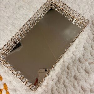 Elegant Gold and Crystal Vanity Tray